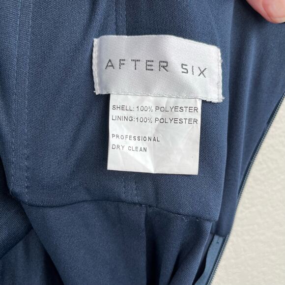 After Six Chiffon Midnight Blue Off-The-Shoulder Basque Neck Maxi Dress 4 NWOT - Picture 5 of 14